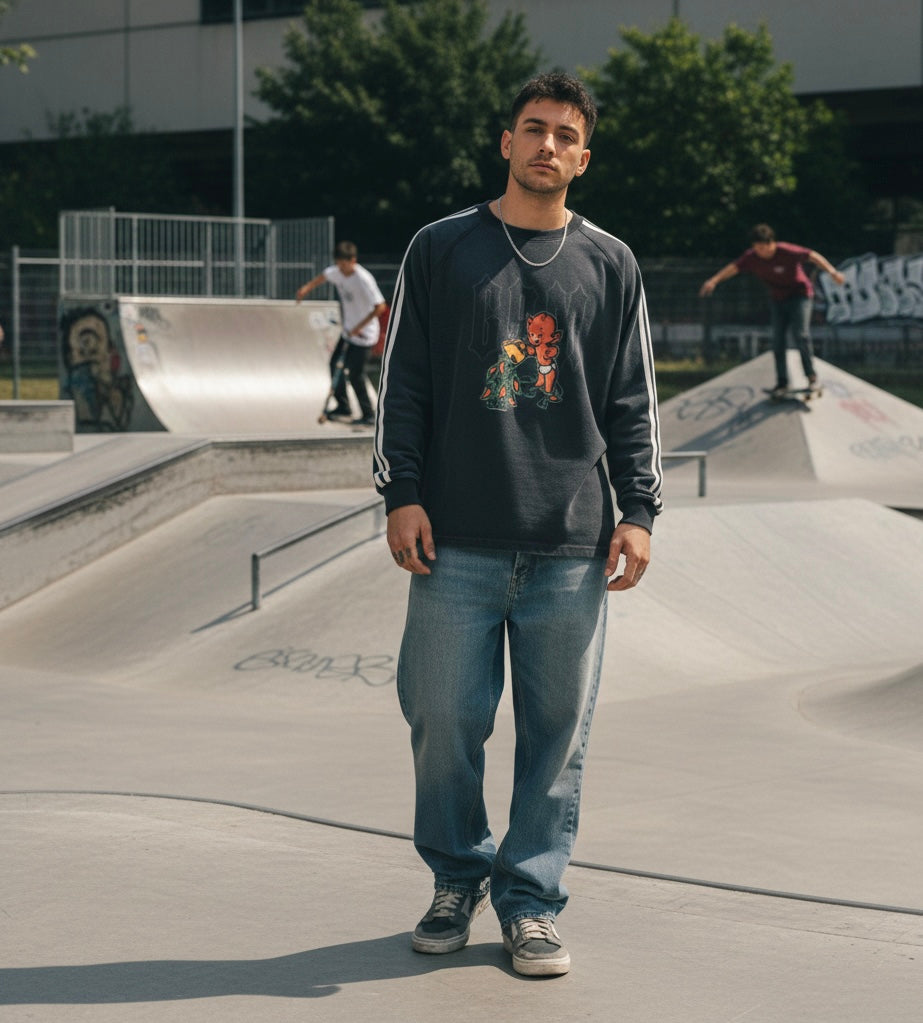 Snow Washed Contrast Tape Sweatshirt