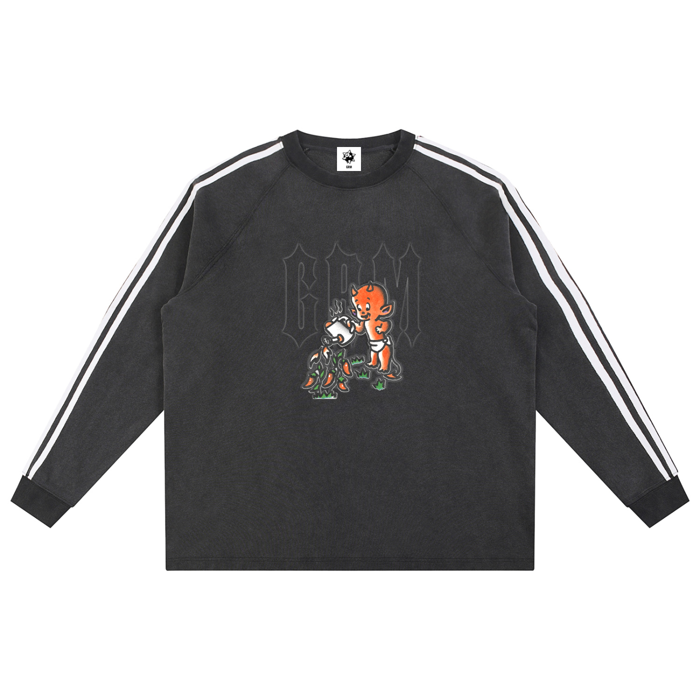 Snow Washed Contrast Tape Sweatshirt