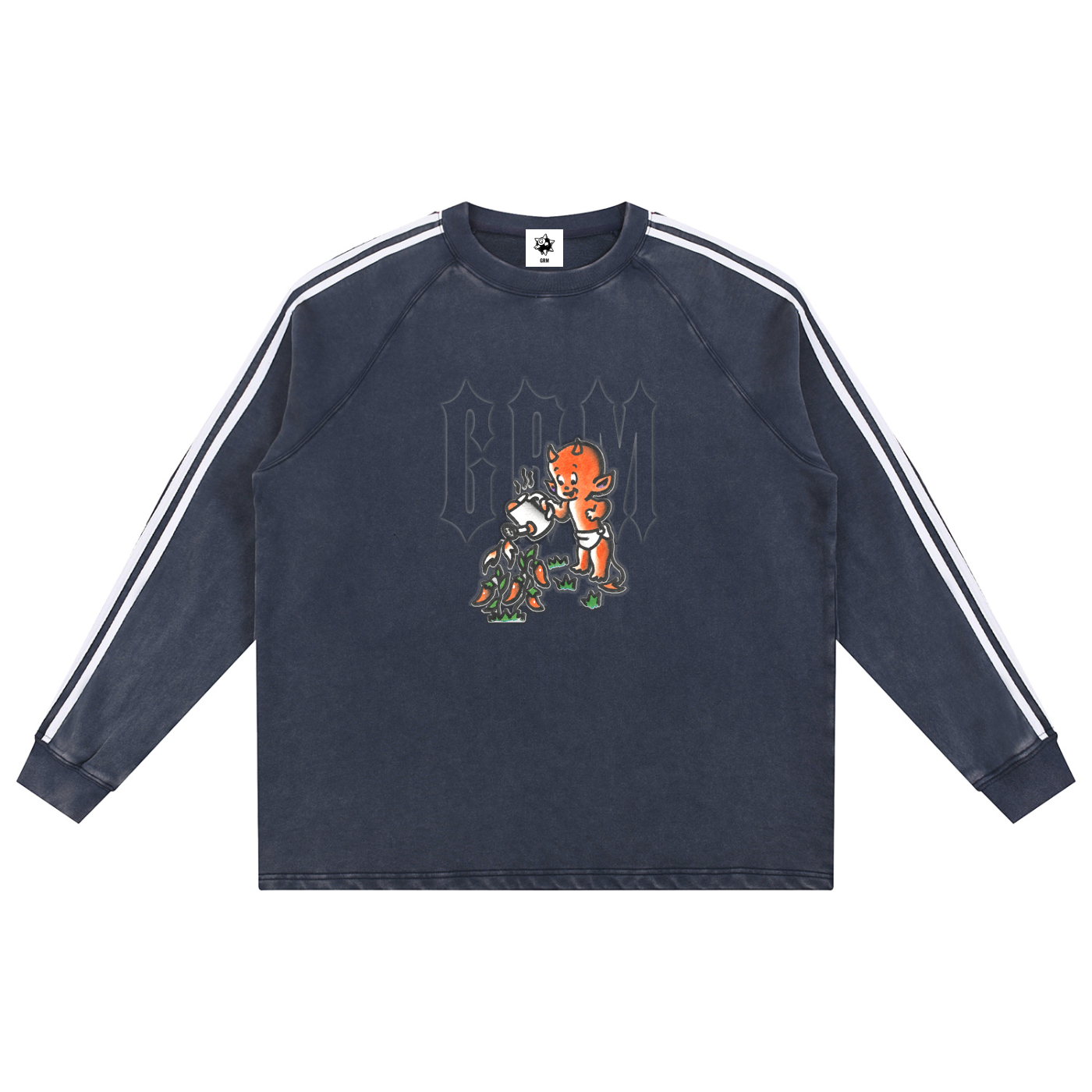 Snow Washed Contrast Tape Sweatshirt